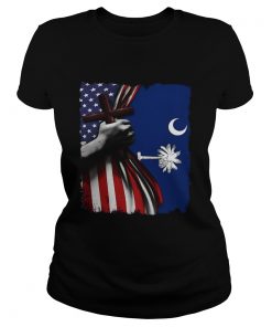 South carolina american flag cross happy independence day  Classic Ladies