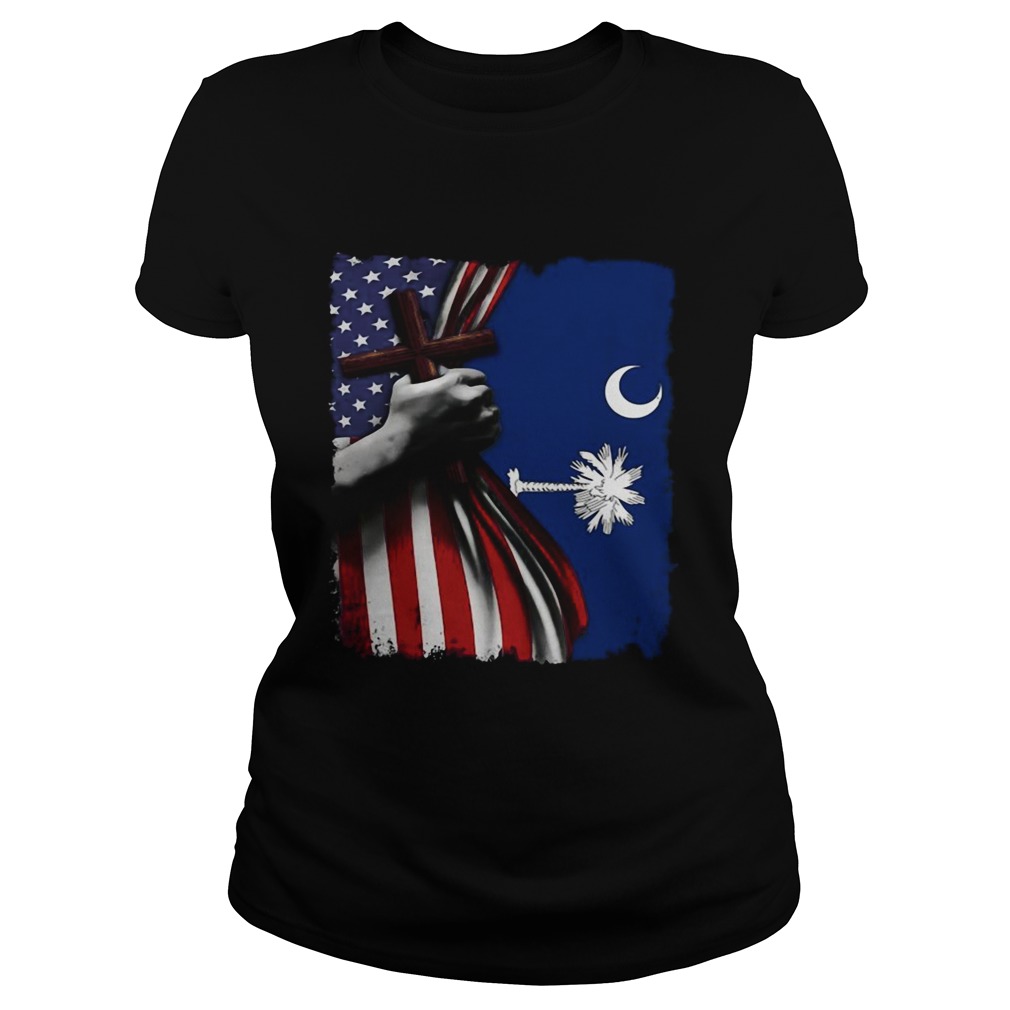 South carolina american flag cross happy independence day Classic Ladies
