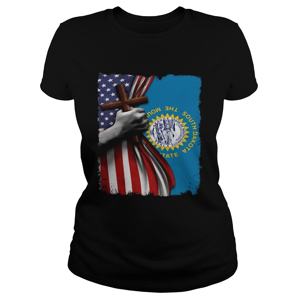 South dakota american flag cross happy independence day Classic Ladies