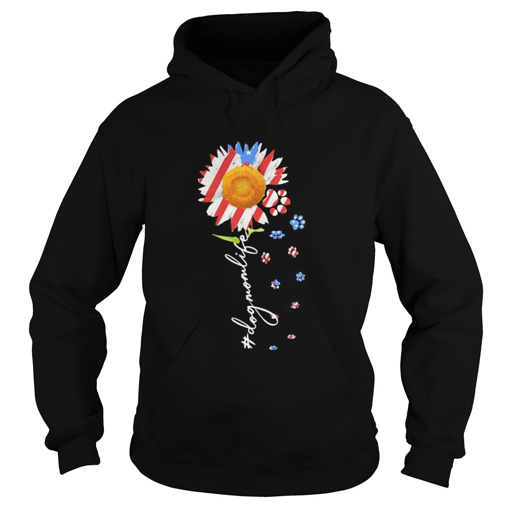 Sunflower paws dog mom life american flag independence day Hoodie