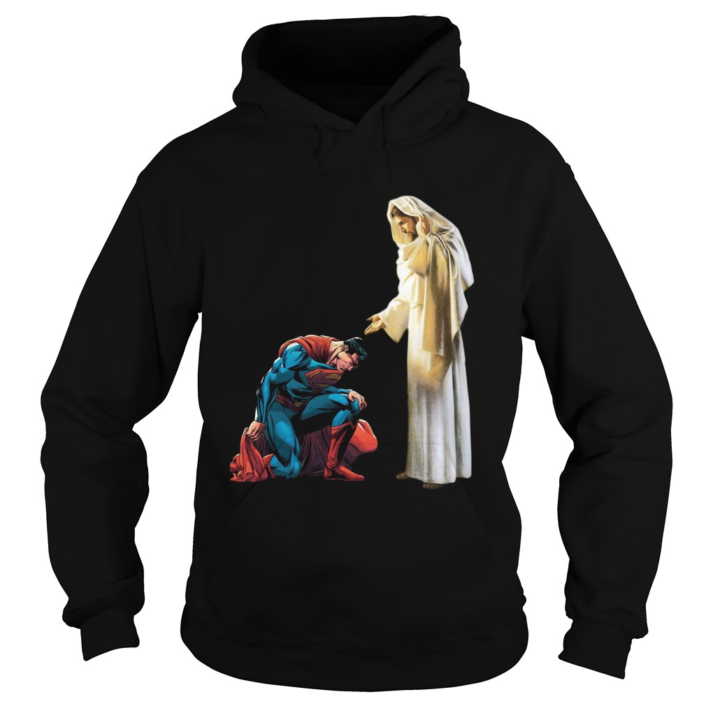 Superman kneel before Jesus Hoodie