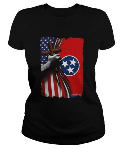 Tennessee american flag cross happy independence day  Classic Ladies
