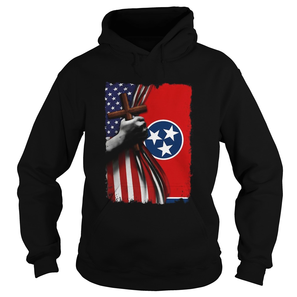 Tennessee american flag cross happy independence day Hoodie