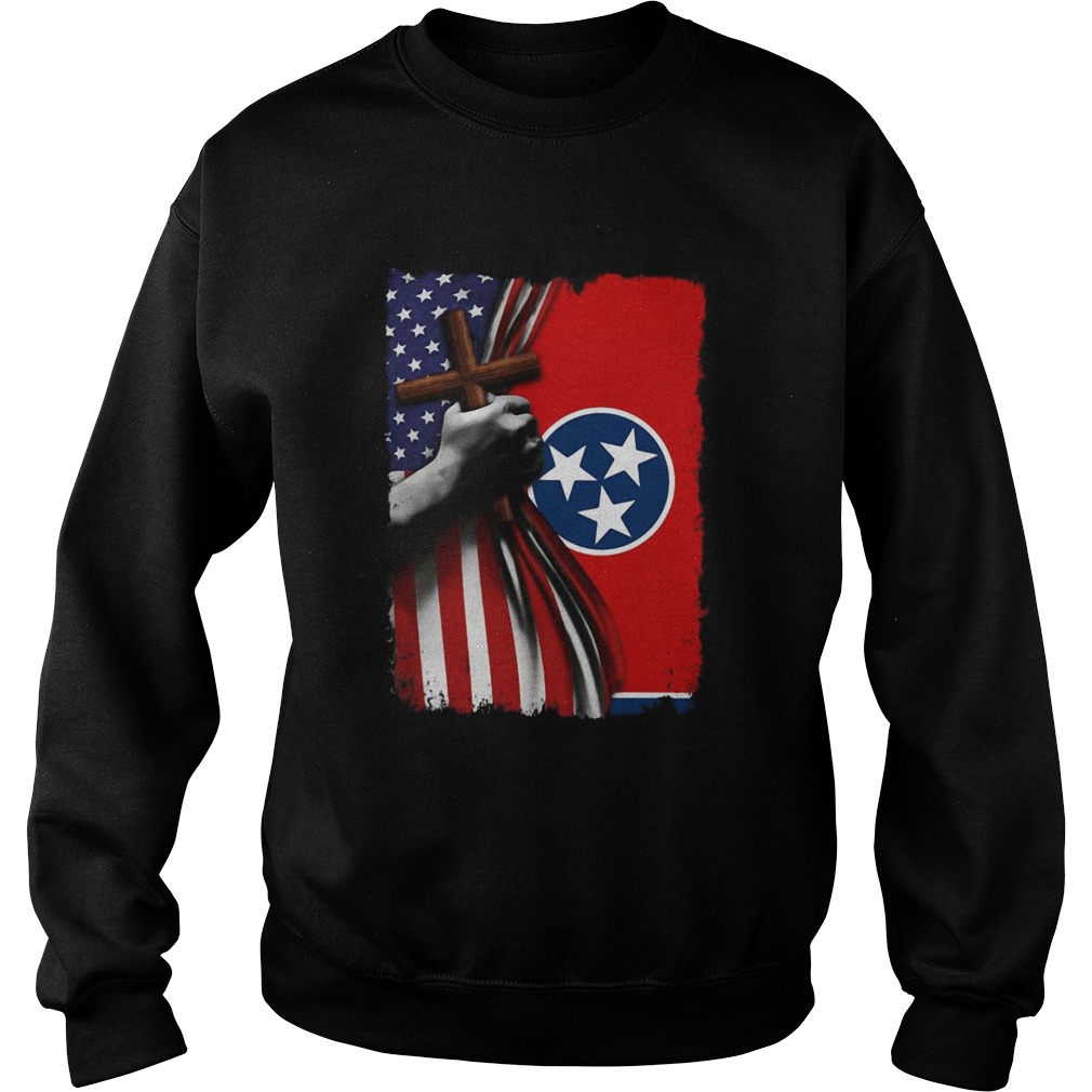 Tennessee american flag cross happy independence day Sweatshirt