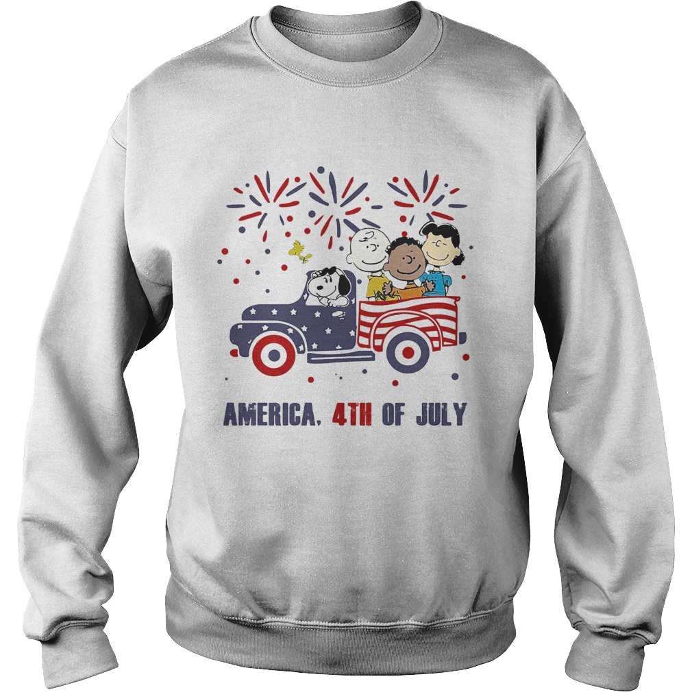 The peanuts characters driving car fire america 4th of july independence day Sweatshirt