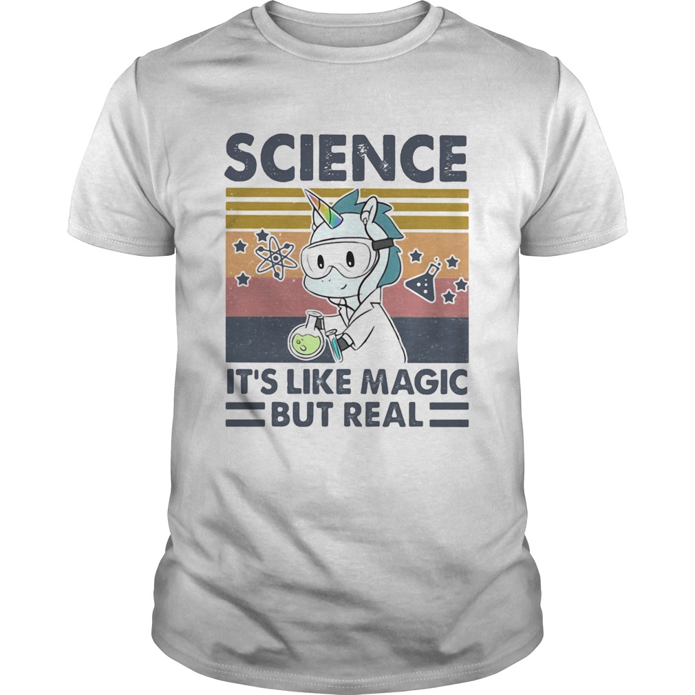 Unicorn science its like magic but real vintage retro shirt