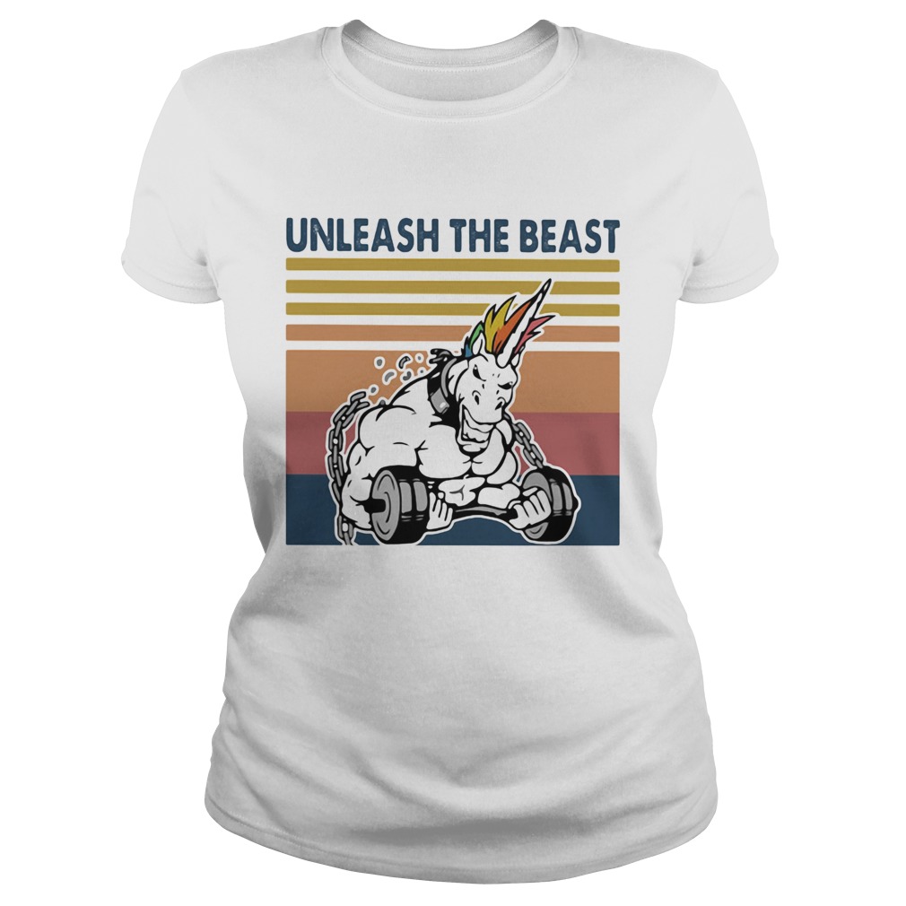 Unicorn unleash the beast vintage retro Classic Ladies