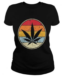 Weed black vintage retro circle  Classic Ladies