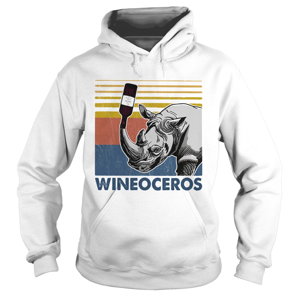 Wineoceros Rhino Vintage Retro Hoodie