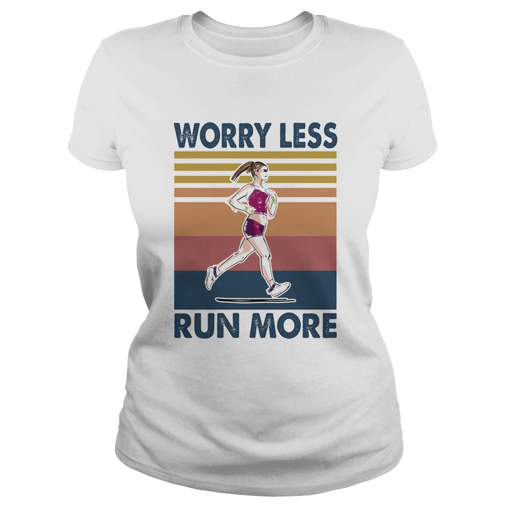Worry Less Run More Vintage Retro Classic Ladies