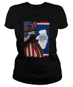 Wyoming american flag cross happy independence day  Classic Ladies