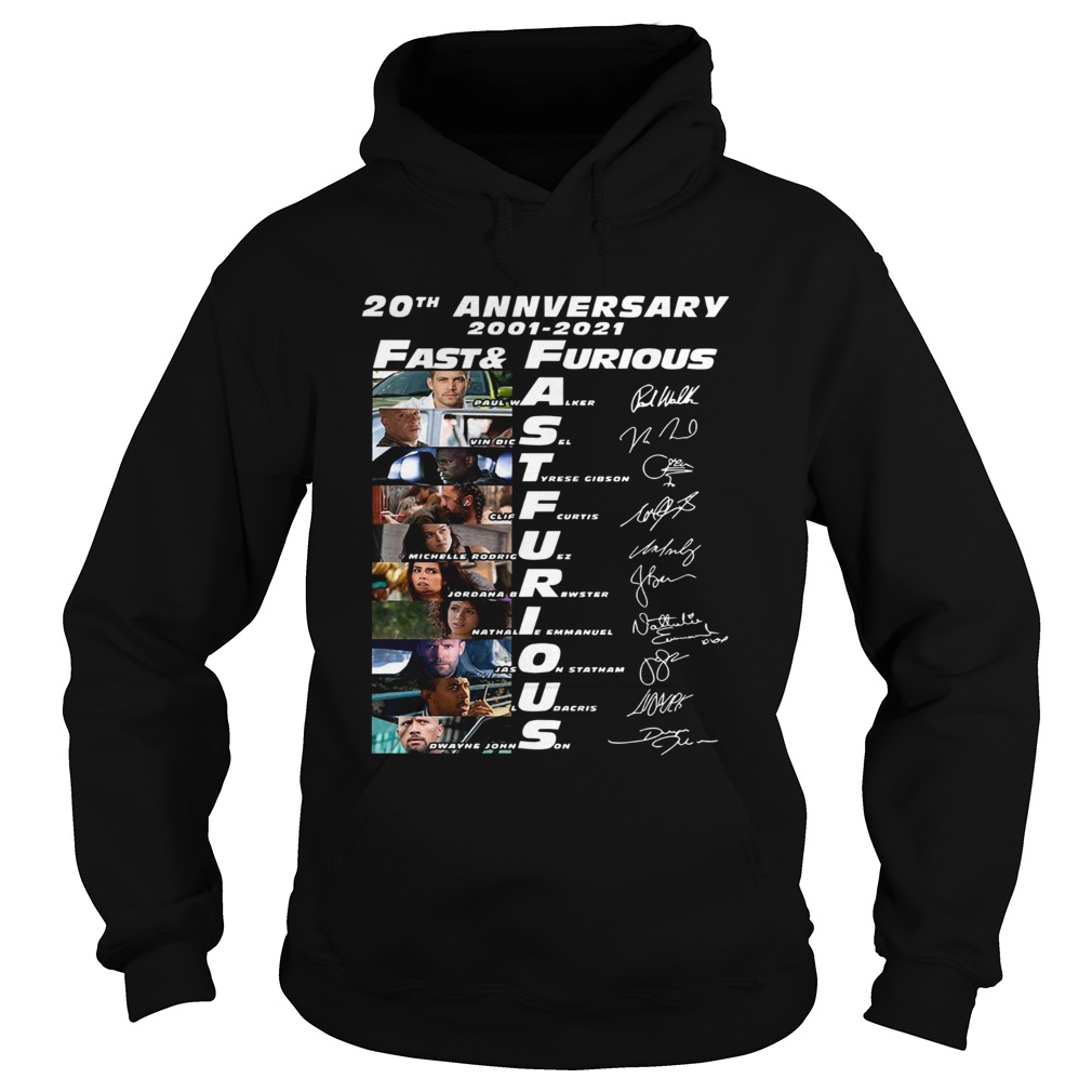 20th anniversary 2001 2021 fast and furious Paul Walker Vin Diesel Dwayne Johnson signatures Hoodie