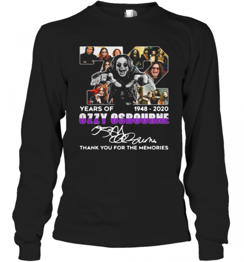 72 Years Of 1948 2020 Ozzy Osbourne Thank You For The Memories Signature T-Shirt Long Sleeved T-shirt 