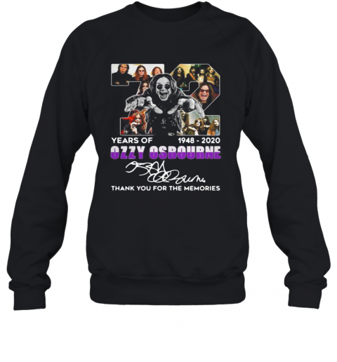 72 Years Of 1948 2020 Ozzy Osbourne Thank You For The Memories Signature T-Shirt Unisex Sweatshirt