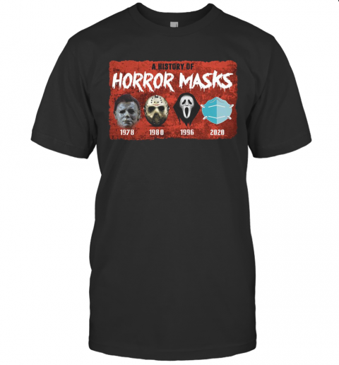 A History Of Horror Masks 1976 1980 1996 2020 T-Shirt