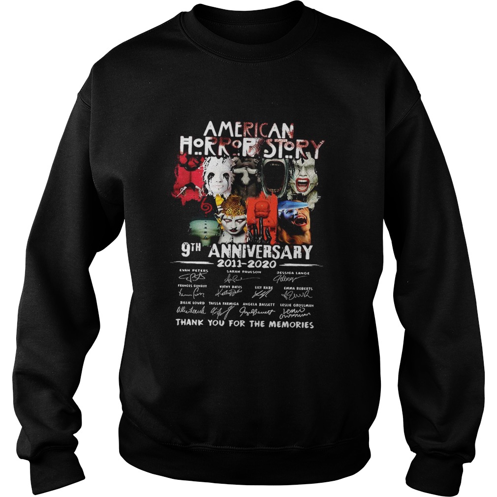 American Horror Story 9th Anniversary 2011 2020 Thank You For The Memories Signatures Sweatshirt