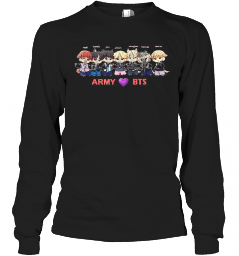 Army Bts Band Members Chibi Heart T-Shirt Long Sleeved T-shirt 