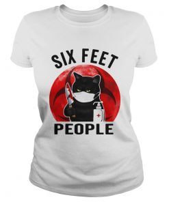 BLACK CAT FACE MASK SIX FEET PEOPLE MURDEROUS CAT WITH KNIFE SUNSET  Classic Ladies