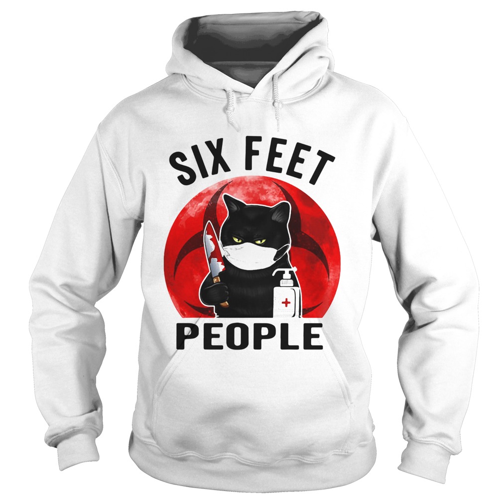 BLACK CAT FACE MASK SIX FEET PEOPLE MURDEROUS CAT WITH KNIFE SUNSET Hoodie