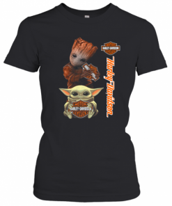 Baby Groot And Baby Yoda Hug Harley Davidson T-Shirt Classic Women's T-shirt