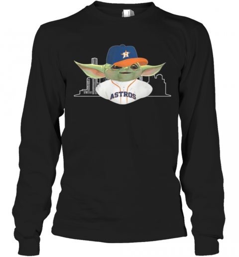 Baby Yoda Houston Astros Baseball Player T-Shirt Long Sleeved T-shirt
