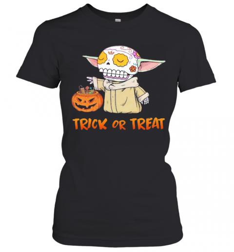 Baby Yoda Pumpkin Trick Or Treat Halloween T-Shirt Classic Women's T-shirt