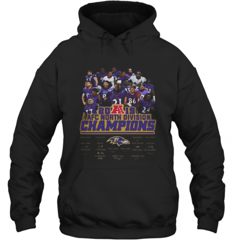 Baltimore Ravens Football 2019 Afc North Division Champions Signatures T-Shirt Unisex Hoodie