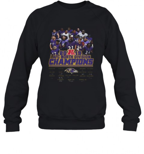 Baltimore Ravens Football 2019 Afc North Division Champions Signatures T-Shirt Unisex Sweatshirt
