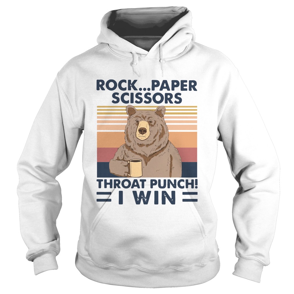 Bear Rock paper scissors throat punch I win Vintage retro Hoodie