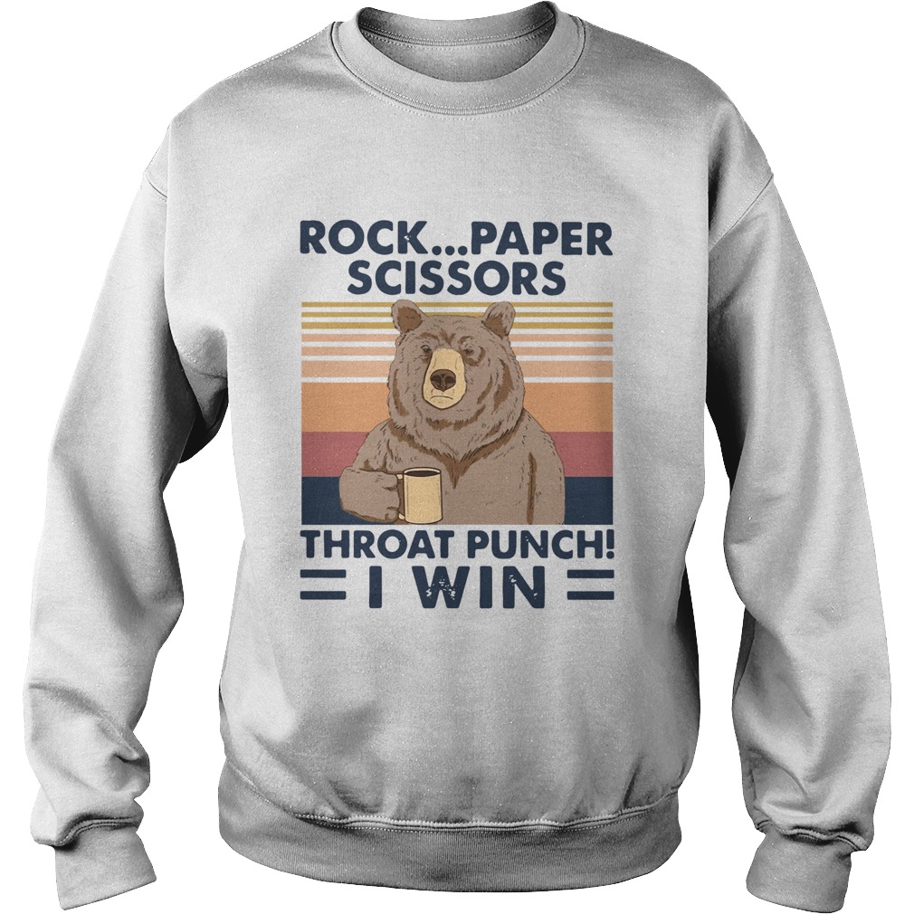 Bear Rock paper scissors throat punch I win Vintage retro Sweatshirt