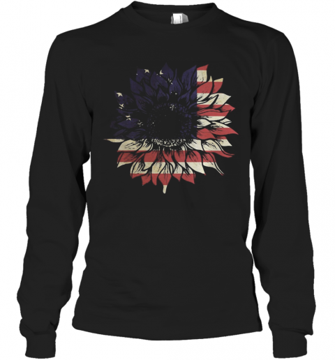 Betsy Ross Sunflower Flag T-Shirt Long Sleeved T-shirt 