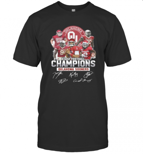 Big 12 Football Champions Oklahoma Ma Sooners Signatures T-Shirt
