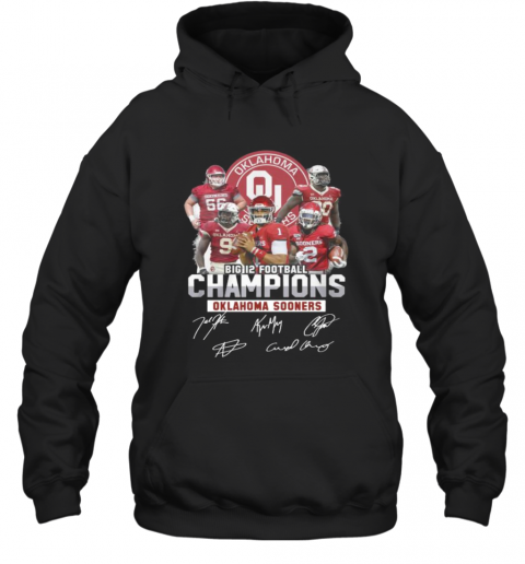 Big 12 Football Champions Oklahoma Ma Sooners Signatures T-Shirt Unisex Hoodie