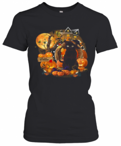 Black Cat Witch Pumpkin Witch Halloween T-Shirt Classic Women's T-shirt