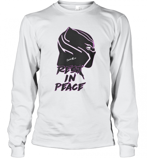 Black Panther Rip Chadwick Actor Rest In Peace Signature T-Shirt Long Sleeved T-shirt 
