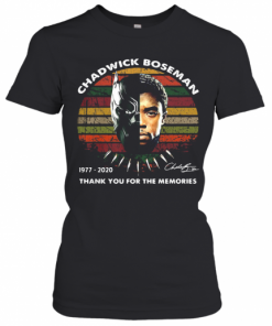 Black Panther Rip Chadwick Boseman 1977 2020 Thank You For The Memories Signature Vintage Retro T-Shirt Classic Women's T-shirt