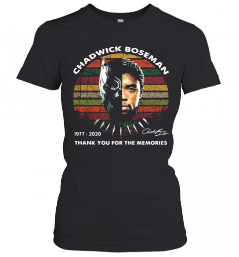 Black Panther Rip Chadwick Boseman 1977 2020 Thank You For The Memories Signature Vintage Retro T-Shirt Classic Women's T-shirt