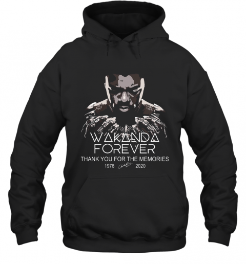 Black Panther Wakanda Forever Chadwick Boseman Rip 1977 2020 Thank You For The Memories Signature T-Shirt Unisex Hoodie