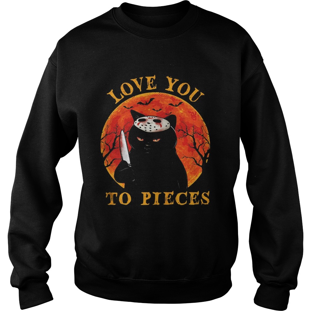 Black cat with knife Love you to pieces sunset Sweatshirt