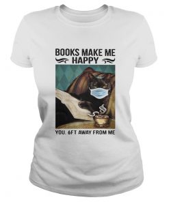 Books make me happy you 6ft away from me Black cat face mask  Classic Ladies