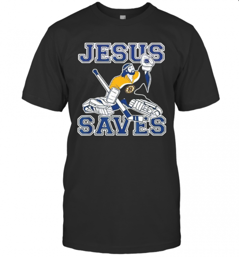 Boston Bruins Hockey Jesus Saves T-Shirt