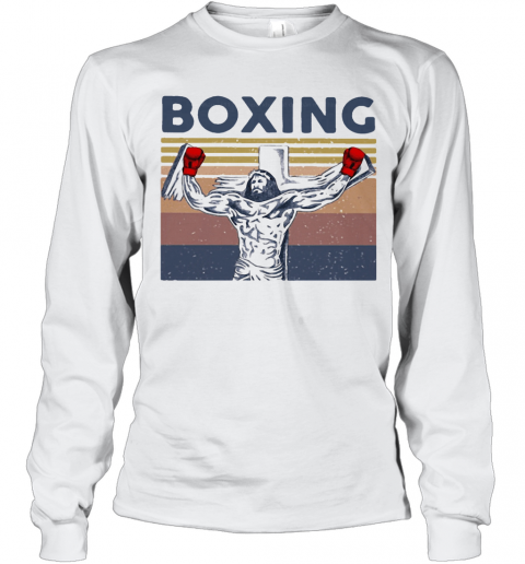 Boxing Jesus Vintage Retro T-Shirt Long Sleeved T-shirt