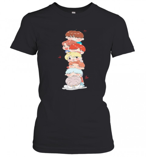 Bts Band Members Chibi Hearts T-Shirt Classic Women's T-shirt