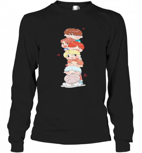 Bts Band Members Chibi Hearts T-Shirt Long Sleeved T-shirt 