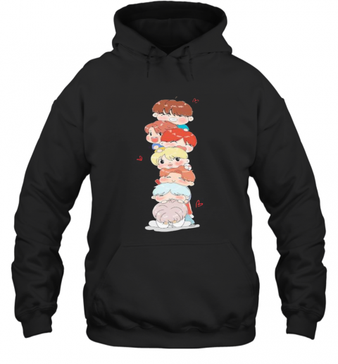 Bts Band Members Chibi Hearts T-Shirt Unisex Hoodie