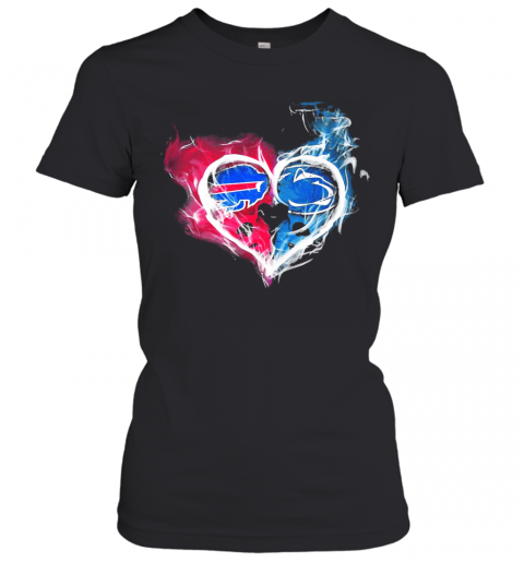 Buffalo Bills NFL And Penn State Nittany Lions Heart Fire T-Shirt Classic Women's T-shirt