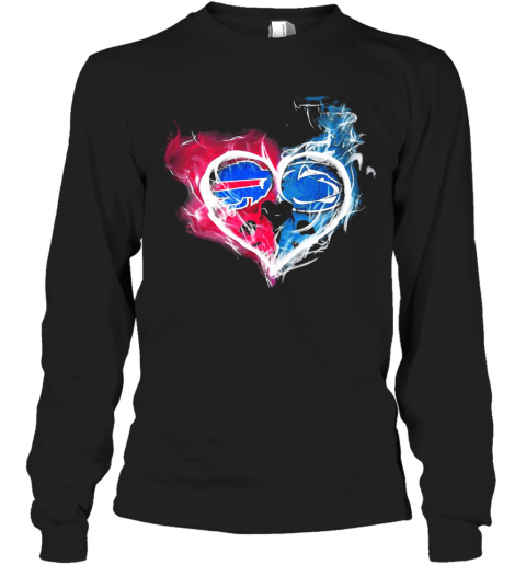 Buffalo Bills NFL And Penn State Nittany Lions Heart Fire T-Shirt Long Sleeved T-shirt 