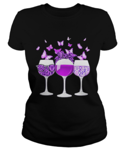 Butterflies wine leopard autism cancer awareness purple  Classic Ladies