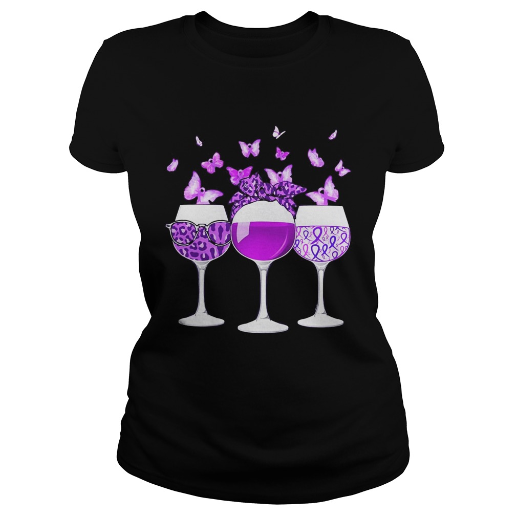 Butterflies wine leopard autism cancer awareness purple Classic Ladies