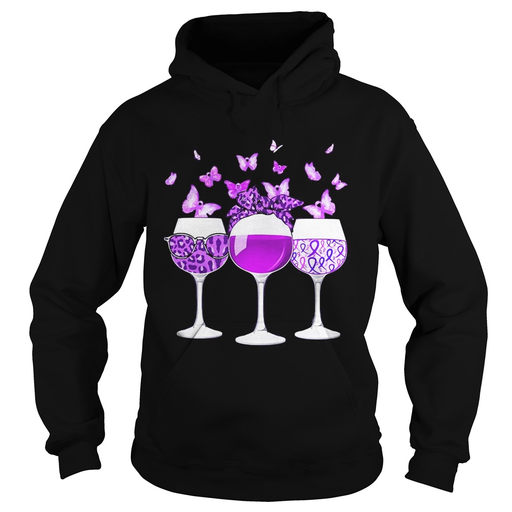 Butterflies wine leopard autism cancer awareness purple Hoodie